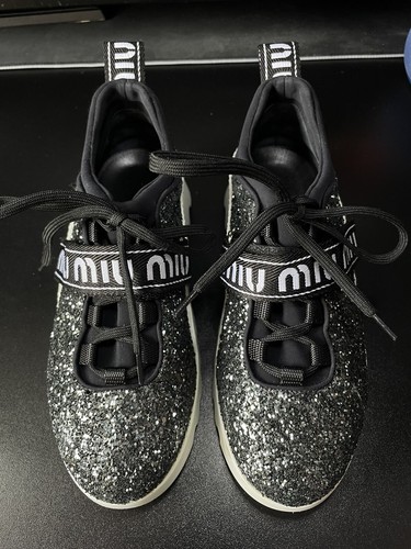 Miu Miu Black Glitter Trainers Sneakers Size EU 35 US 5 | eBay