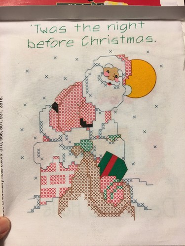 Pair Stamped Cross Stitch Santa Snowman Christmas Samplers Holiday Time