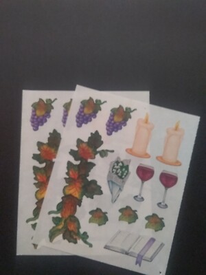 Creative Memories ~ Block Stickers ~ 4'' x 5'' ~ Wine + Candles ~ Lot of Two
