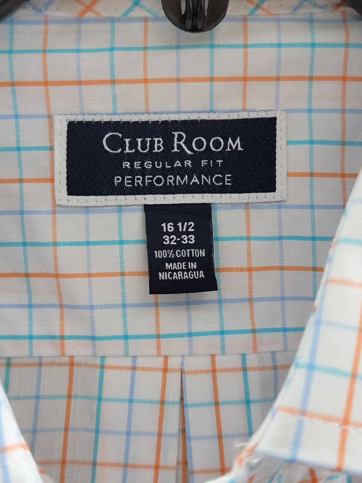 Club Room Regular Fit Performance Dress Shirt Men's 16.5 32-33 Orange/Aqua L/S - Picture 12 of 18
