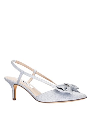 

Женские туфли-лодочки NINA Silver Glitter Teddy с острым носком на каблуке-кошке без шнуровки 8,5 м, Серебряный, TEDDY-YG