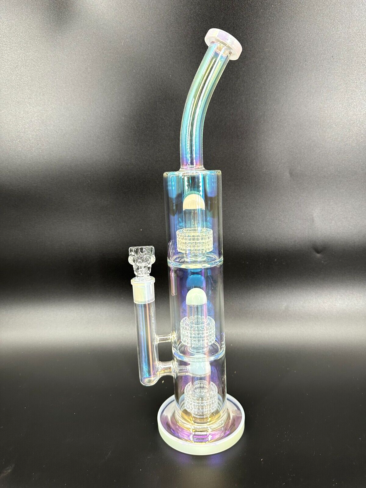 18in Heavy Thick Glass Bong Water Pipe Hookah Bongs with Skull catcher White