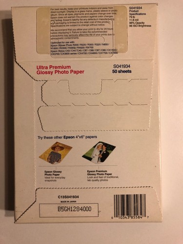 Epson Premium 4x6 Glossy Photo Paper - 50 Sheets