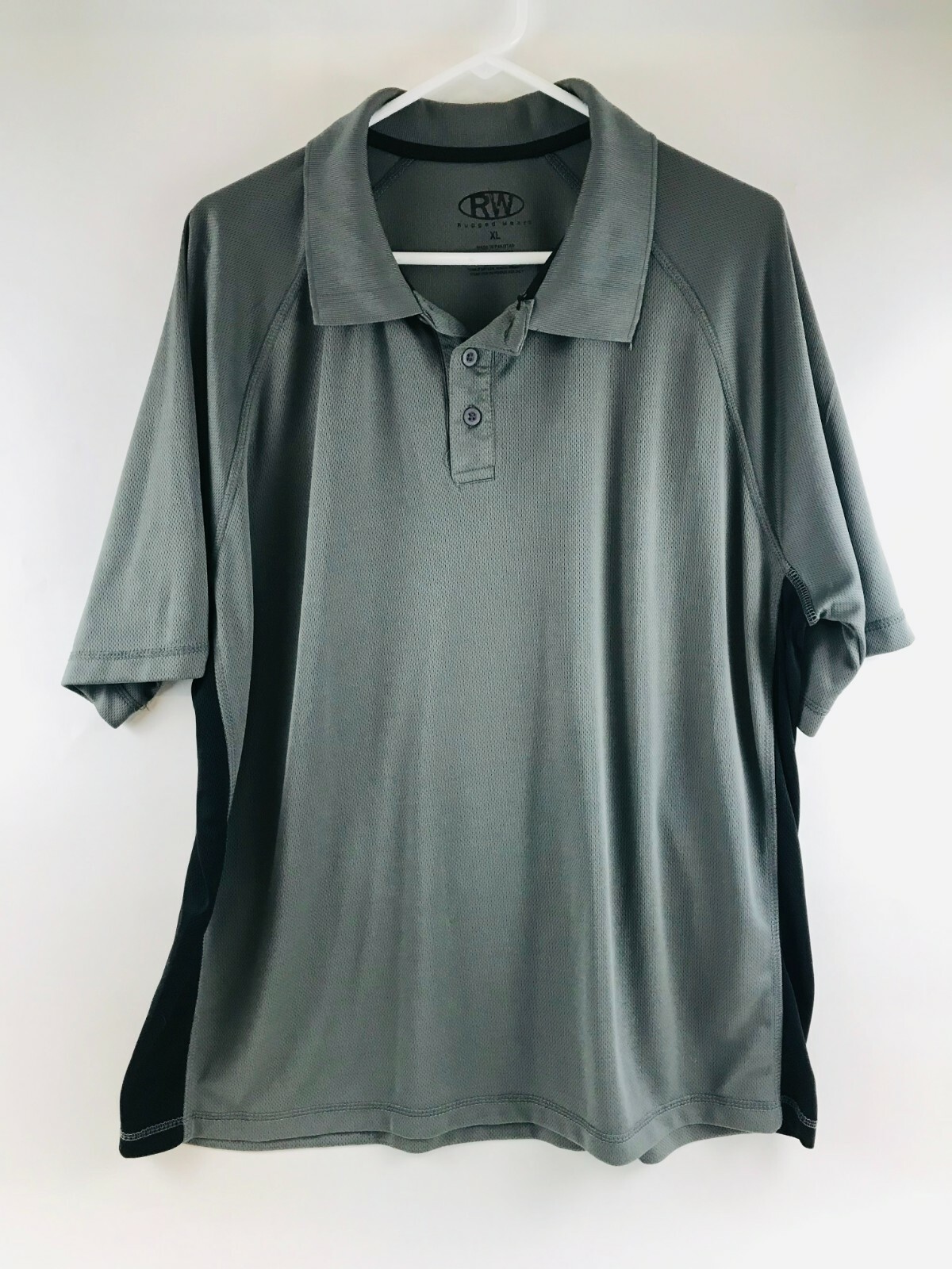RW Rugged Wear Polo Shirt Men's Size XL Gray 1/4 Button Up