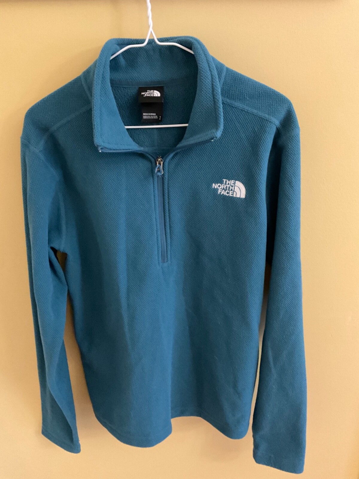 The North Face Pullover Mens Teal Small Waffle Knit 1/4 Zip