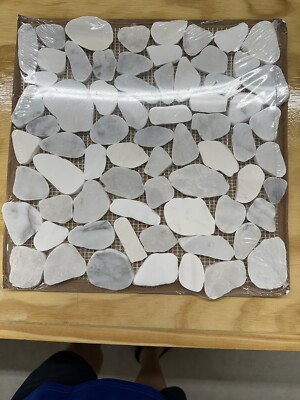 Carrara White Marble 12x12 Pebble Stone Mosaic Floor and Wall Tile
