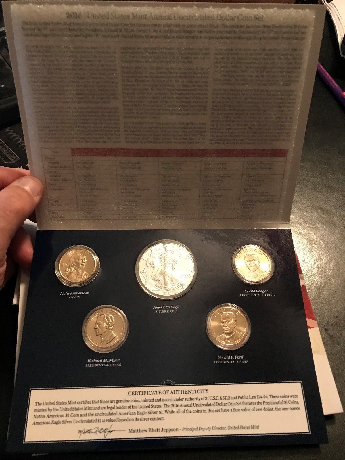 2013, 2014, 2015 & 2016 Mint Annual Unc. Dollar Sets w/Burnished Silver Eagles
