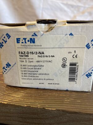 Eaton FAZ-C15/2-NA 15 Amp 480Y/277 VAC 2 Pole Circuit Breaker