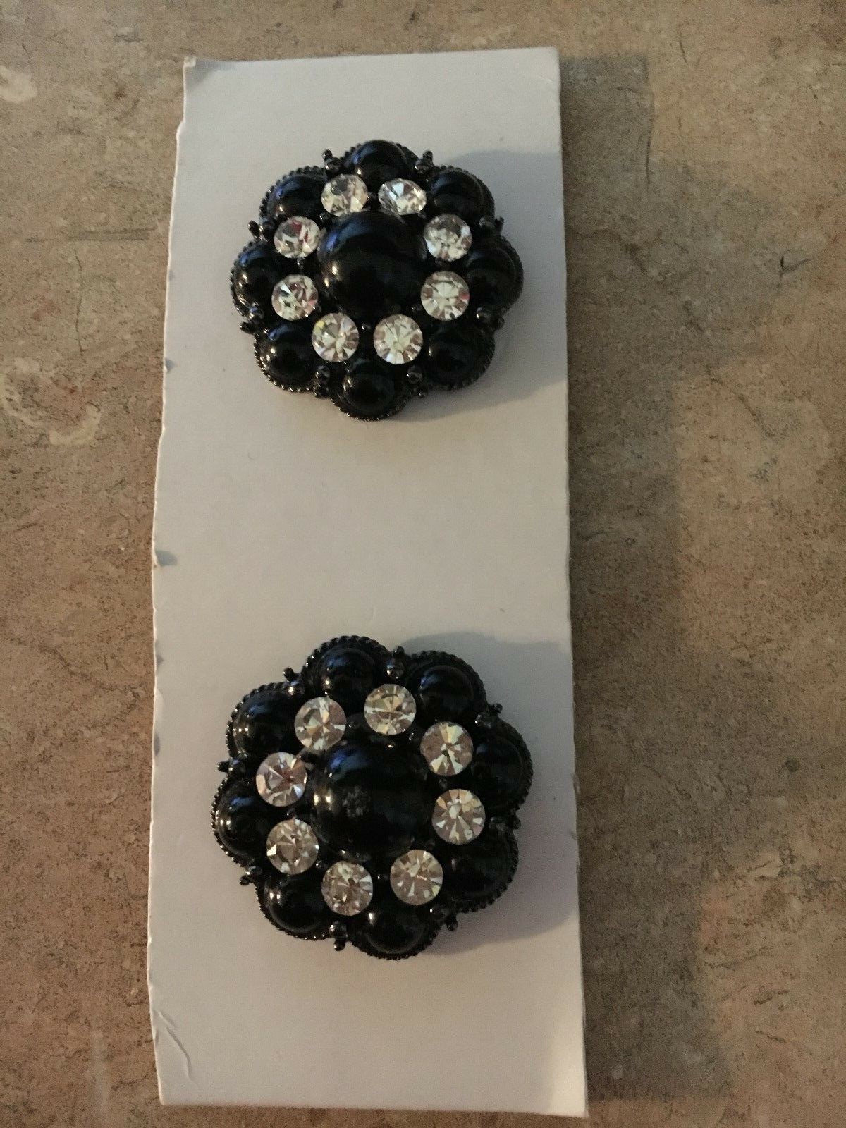 Lindsay Phillips Shoe Snaps Clear Rhinestones and Black Beads Silver/Gray Base