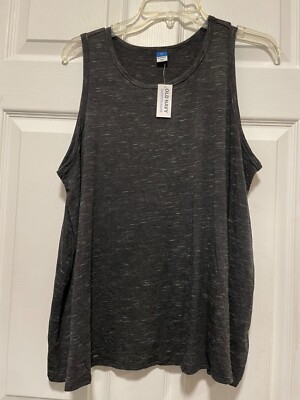 OLD NAVY Top shirt XL 16 Bust 44Length 26 Charcoal Gray/White Marled NEW NWT