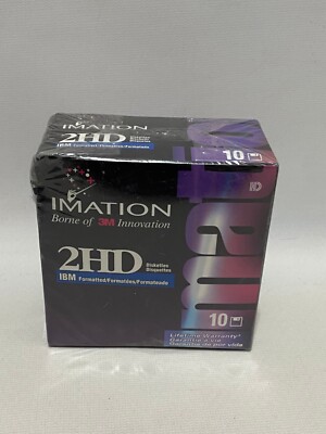 1998 Imation 2HD 3M Floppy Discs 3.5'' 1.44 MB Diskettes 10 Pack IBM Formatted