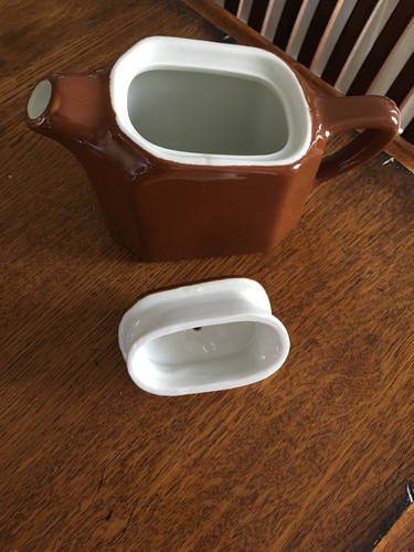 Hall Brown and Cream Individual Teapot Pottery. Restaurant Ware Mid-Century