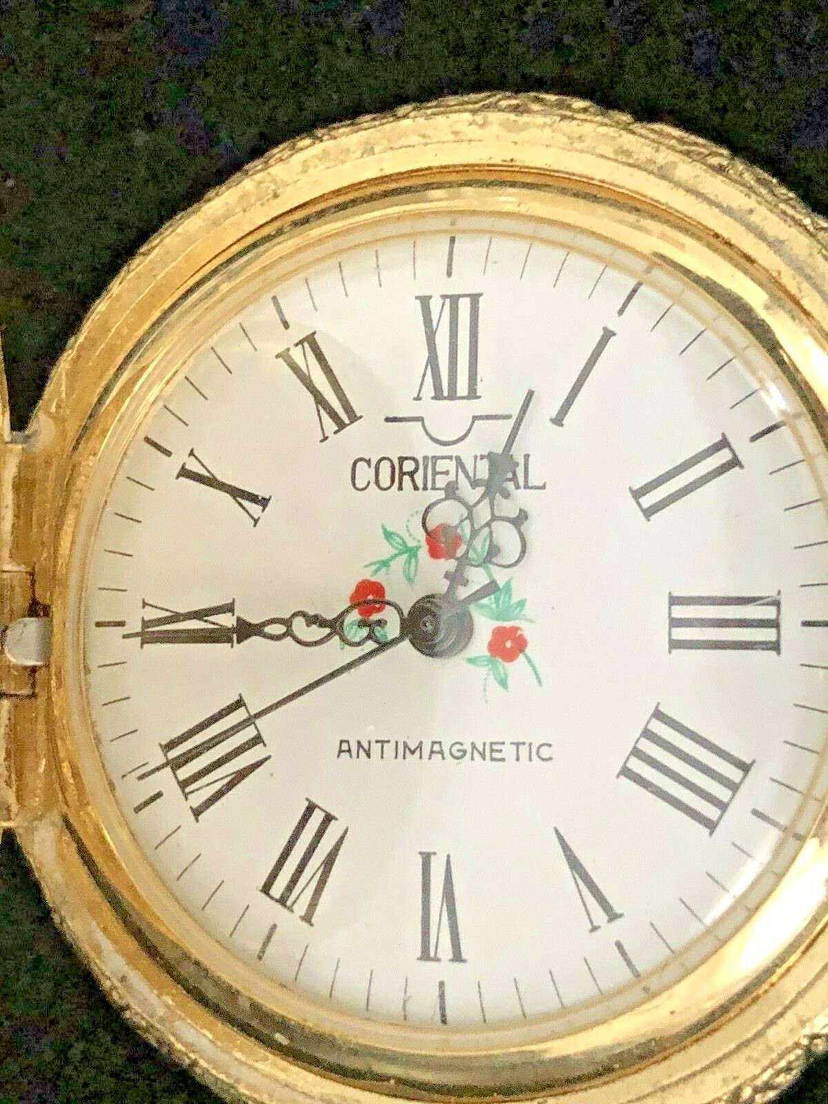 VTG/Antique Coriental Wind Up Pocket Watch Antimagnetic Grazing Horses Fancy