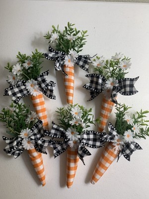 Lot 6 Altered Carrots Orange Farmhouse Spring Tiered Tray Easter Basket New