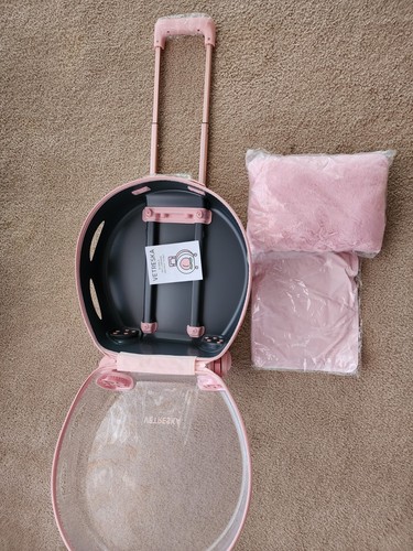 Pink Pet Partially Transport Luggage with Wheels and Telescopic Handle