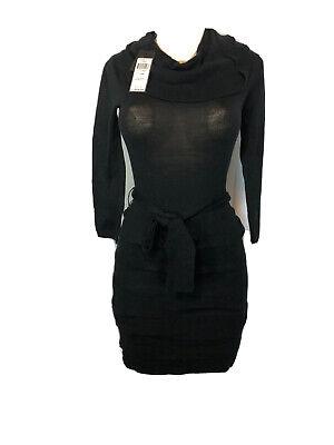 BCBGMAXAZRIA Black Wool Ruffle Knit MIRIAM Dress Womens Size XSp Casual New $328