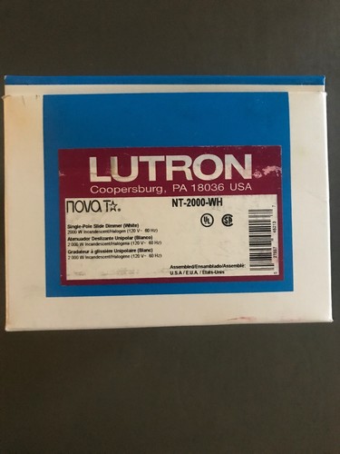 Lighting Dimmer,Slide,1-Pole,2000W LUTRON NT-2000-WH
