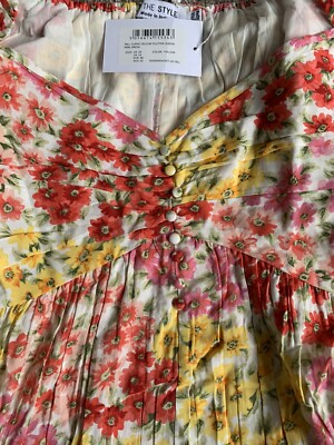 IN THE STYLE  YELLOW FLORAL FLUTTER  SLEEVE MINI  DRESS SIZE 20 BRAND NEW