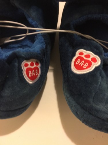 BUILD-A-BEAR WORKSHOP XL SIZE 6 BLUE TRICERATOPS DINASAUR CHARACTER SLIPPERS
