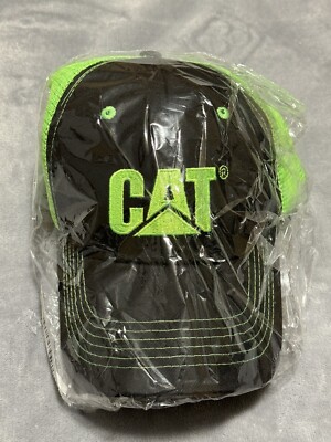  Caterpillar CAT Equipment Neon Green & Grey Snapback Cap - Hi-Vis Safety Hat 