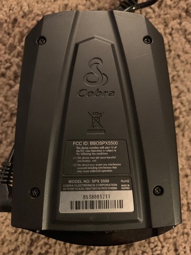 COBRA SPX 5500 Laser/Radar Detector with Mount/Charger