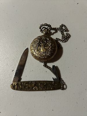 Wagner Pocket Watch Hunter Case With Knife  Germany Knife NOT WORKING