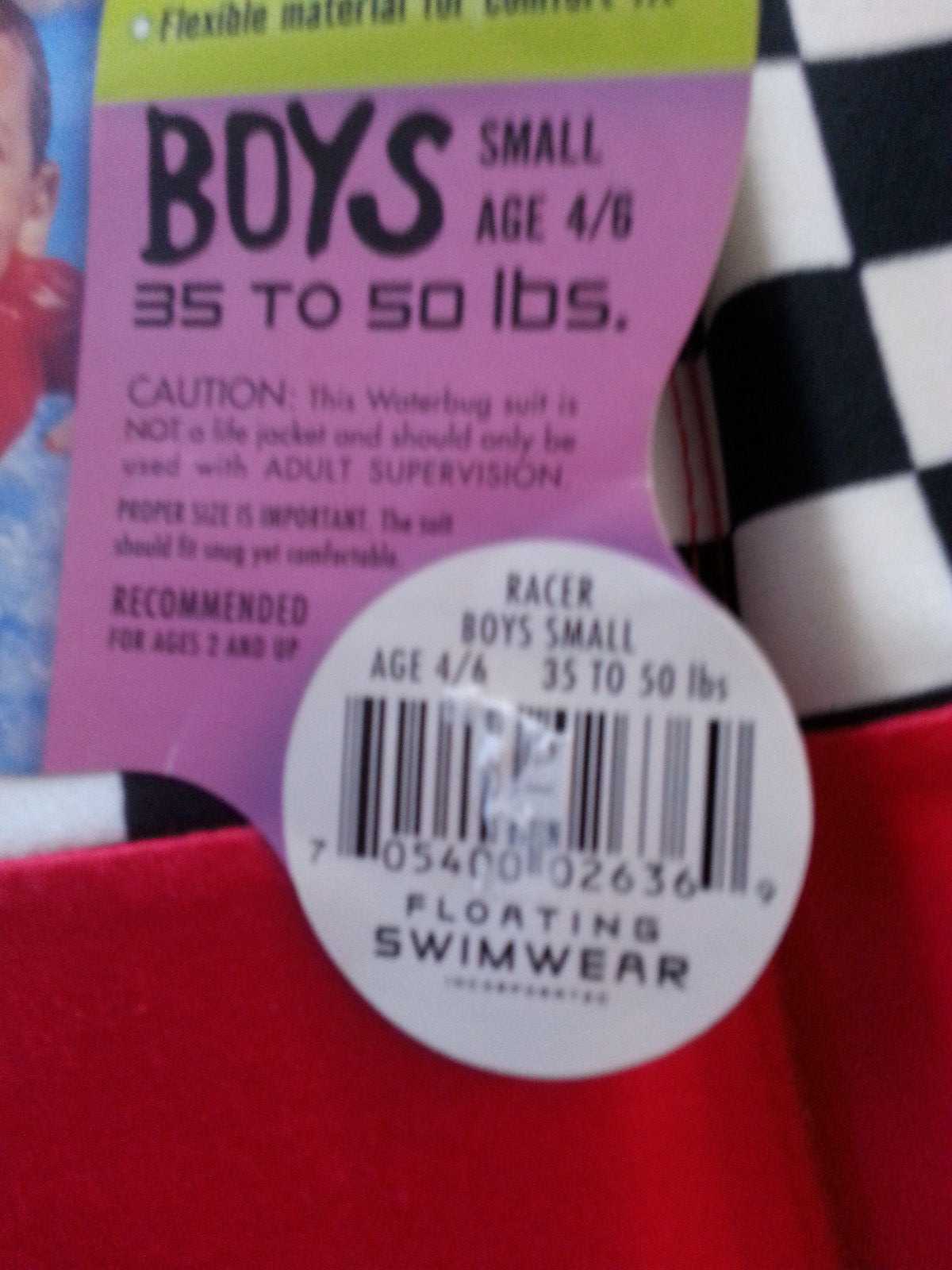 BOYS WATER BUG USA Floating Swimsuit Flotation Suit 2/4 20 TO 35 LBS XSMALL