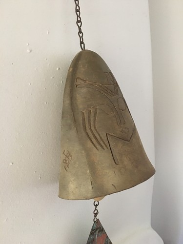 Vintage Large Soleri Southwestern Woman's Face Ceramic Bell Windchime