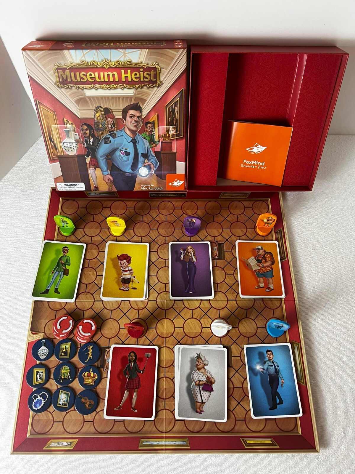 MUSEUM HEIST: A game by Alex Rudolph, 2016 FoxMind Games, wood pieces - COMPLETE