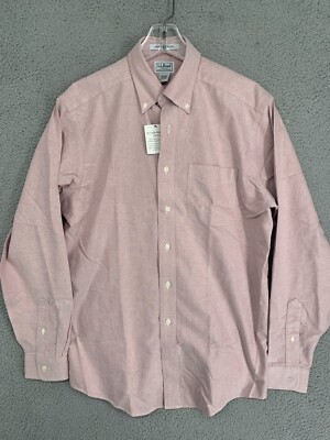 LL Bean Shirt Mens 15.5 - 35 Long Sleeves Wrinkle Resistant Button Up Pink New