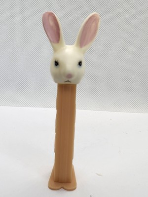 White Easter Bunny Off Pink Stem Pez Dispenser Loose
