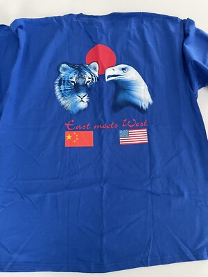 New 2008 USA Olympics Beijing Short Sleeve T Shirt Blue Large 2X Cotton 0923a