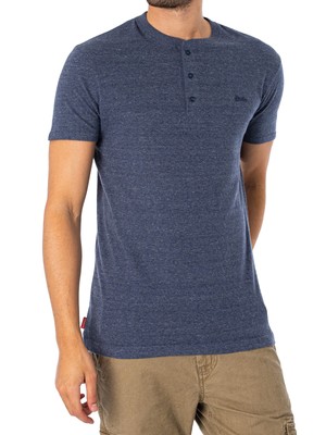 

Мужская футболка Henley с винтажным логотипом Superdry EMB, синяя, Синий, M6010727A-97T