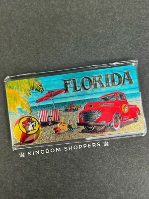 Bucees Buc-ee's Souvenir Florida 2 Sided Magnet Metallic 1.75 x 3.5  New