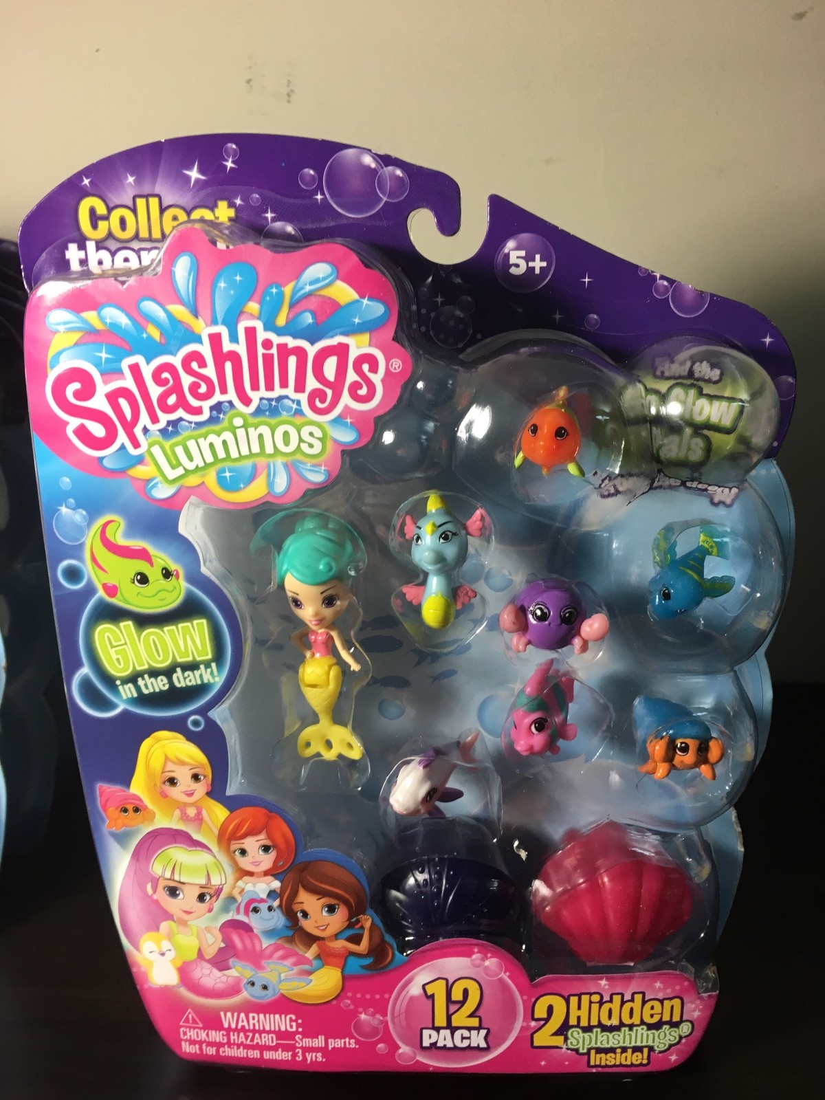 Splashlings Luminos Glow in Dark 12 pack Mermaid 9 + 2 in shell Sandy Seaflower
