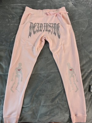 Playboi Carti Inspired Dead Inside RhineStone Magnolia Pink Sweatpants