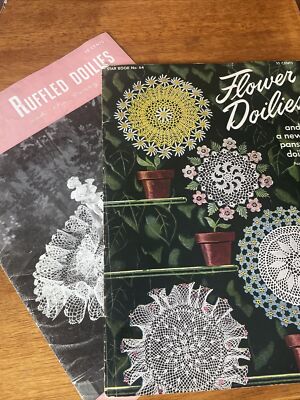 American Thread CoCrochet Pattern Star 64 Flower Doilies Ruffl...