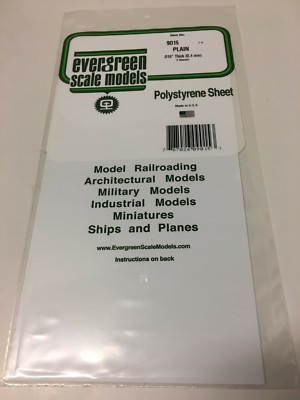 Evergreen Styrene Sheet Plastic .015 White Scratch Building 12'' x 6''  #9015