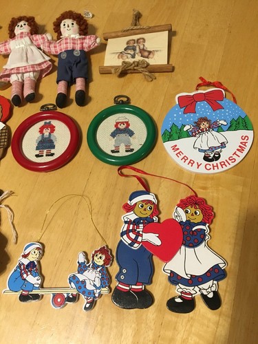 Raggedy Ann & Andy Christmas Ornament Lot of 15 Kurt Adler Homemade S&S 1996-98