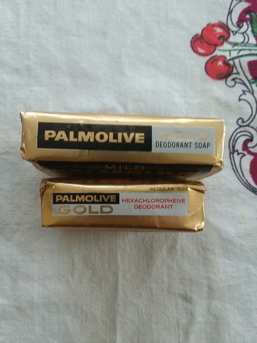 Vintage Lot Of 2 Palmolive Gold Foil Wrapper Bar Soap early 1960s