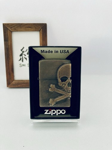 Zippo Skull Crossbones 3 Sided Processing Metal Antique