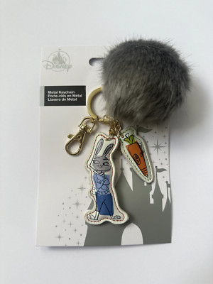 NEW Disney Parks Zootopia Judy Hopps Carrot Bunny Tail Furry Pom Pom Keychain