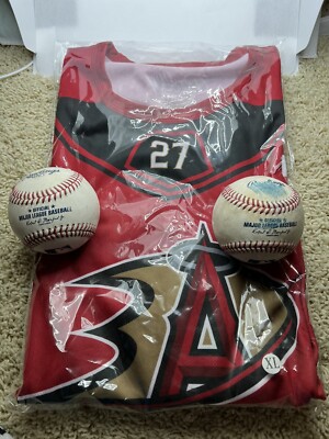 MIKE TROUT LA Angels/Anaheim Ducks HOCKEY JERSEY 9/8/23 SGA New Plus 2 MLB Balls