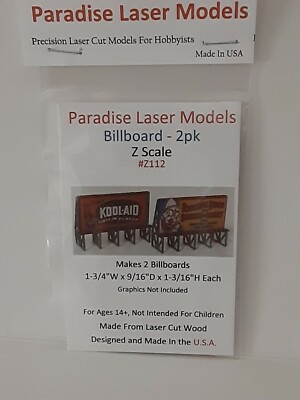 Free Standing Billboard 2pk - Z Scale - Laser Cut