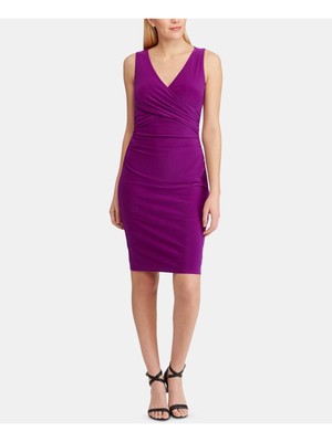 

Женское фиолетовое облегающее платье выше колена RALPH LAUREN без рукавов Petites, Фиолетовый
