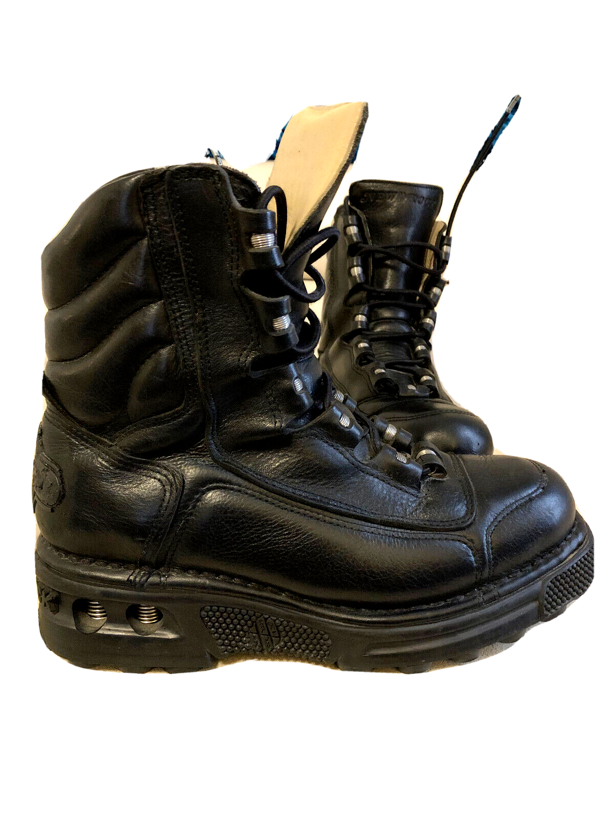 Black Leather Sole Lace Springs (spain) Punk Goth Biker 10.5