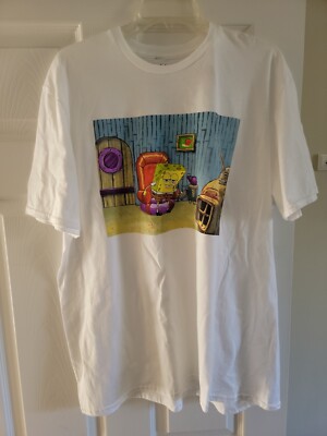 Spongebob Squarepants Men s XL TShirt Bob on chair 71868 White w/ Print *NEW