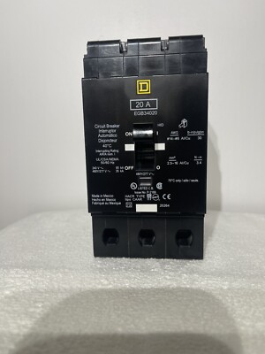 Square D EGB34020 Bolt-On Circuit Breaker 20A 480Y/277V 3P 3PH EGB 20 AMP 3 Pole