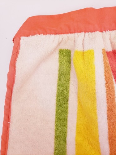 Vintage 60's Small Half Apron Farmer's Market Fruit Floral Yellow Orange Striped