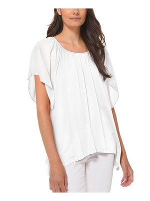 

MICHAEL MICHAEL KORS Женский белый топ с развевающимися рукавами и овальным вырезом Petites